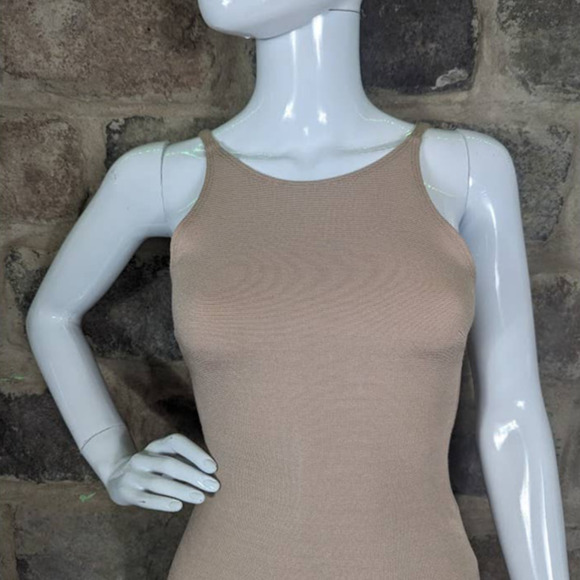 LULU'S Bodycon Mini Dress‎ Tan Bateau Spaghetti Straps Size Small - Picture 2 of 13